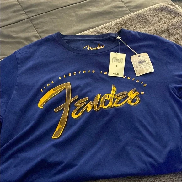 Fender Royal Blue Tee with Gold Script - Picture 2 of 6